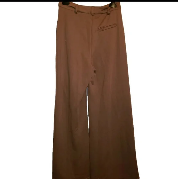 FOR LOVE & LEMONS Shannon Pants Camel Wide Leg Front Seam Knit Trousers Sz S - Picture 4 of 13